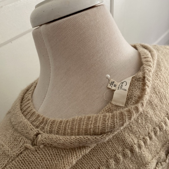 Easel tan beige oversized knit sweater long sleeve women’s - Picture 3 of 3